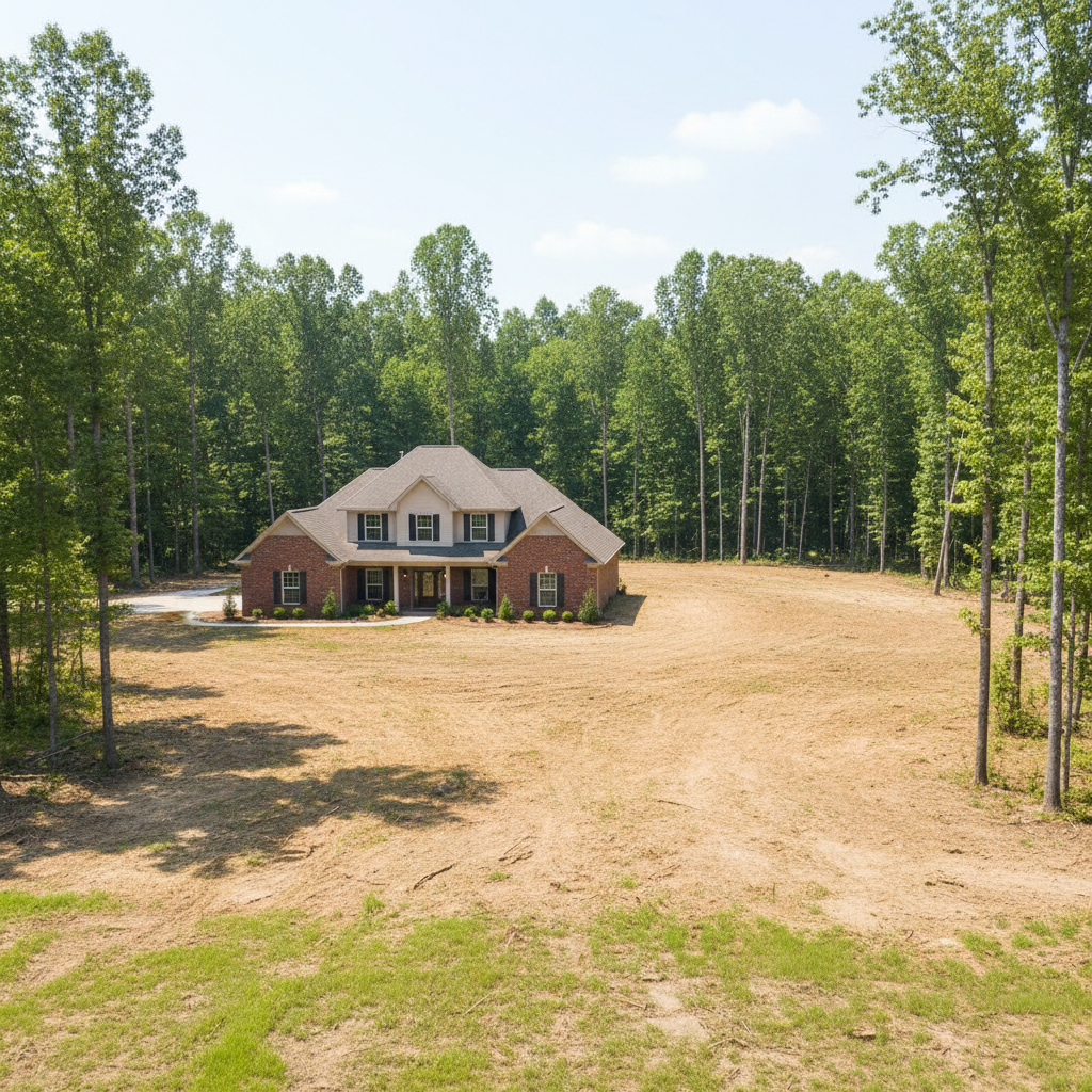 Completed land clearing work at a residential property in Huffman, TX