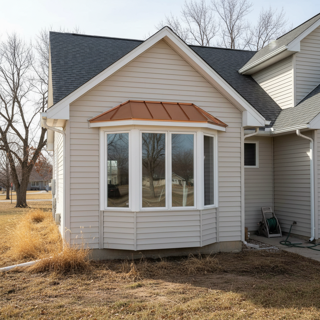 Completed bay window installation work at a residential property in Great Bend, KS