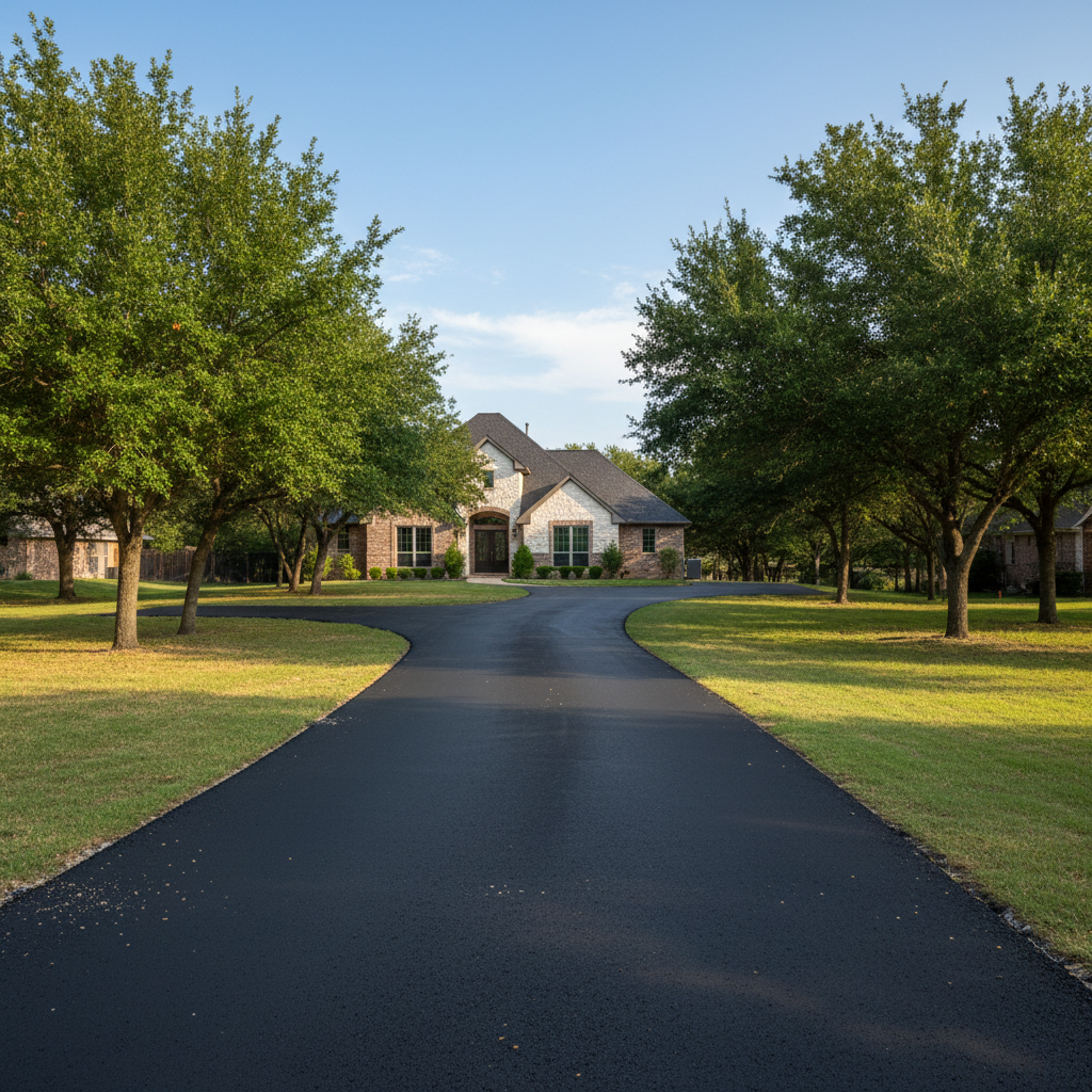 Completed asphalt paving work at a residential property in Temple, TX