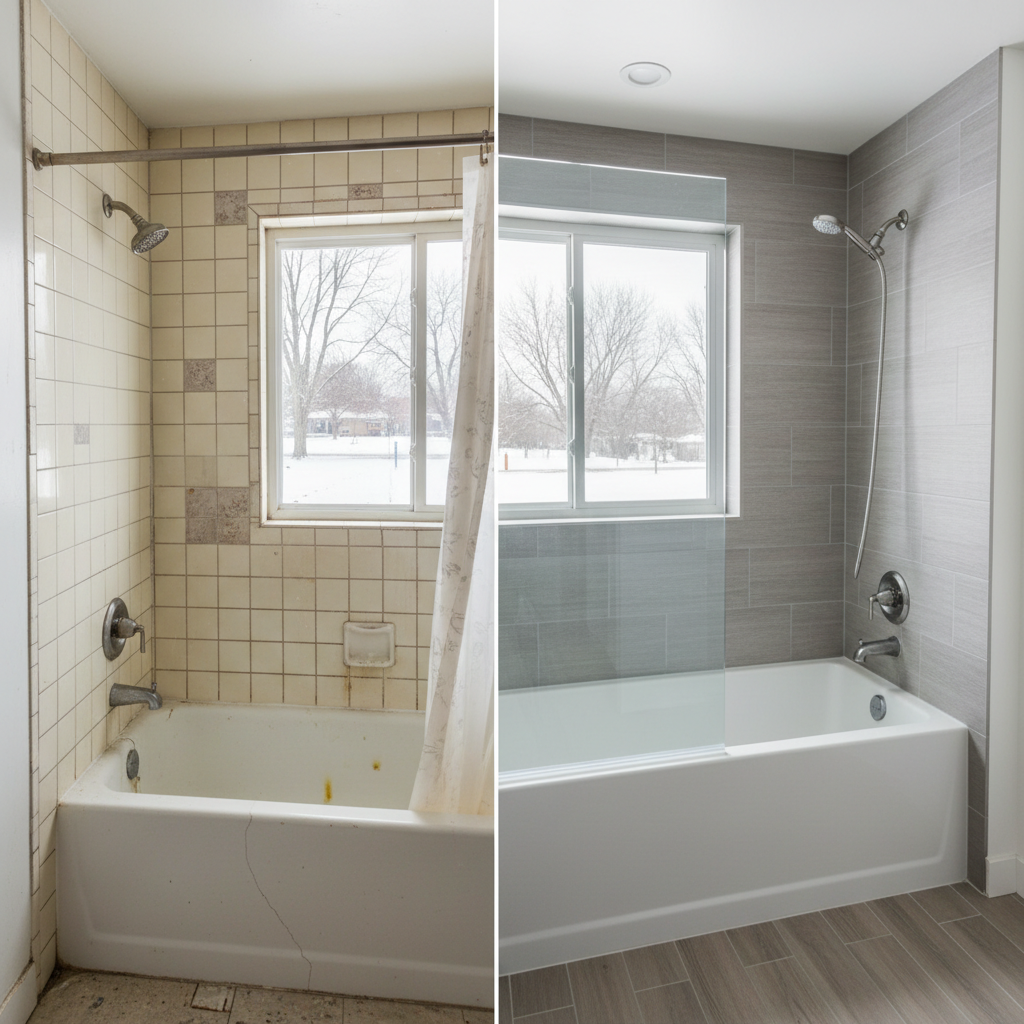 Completed bathtub replacement work at a residential property in Rockford, IL