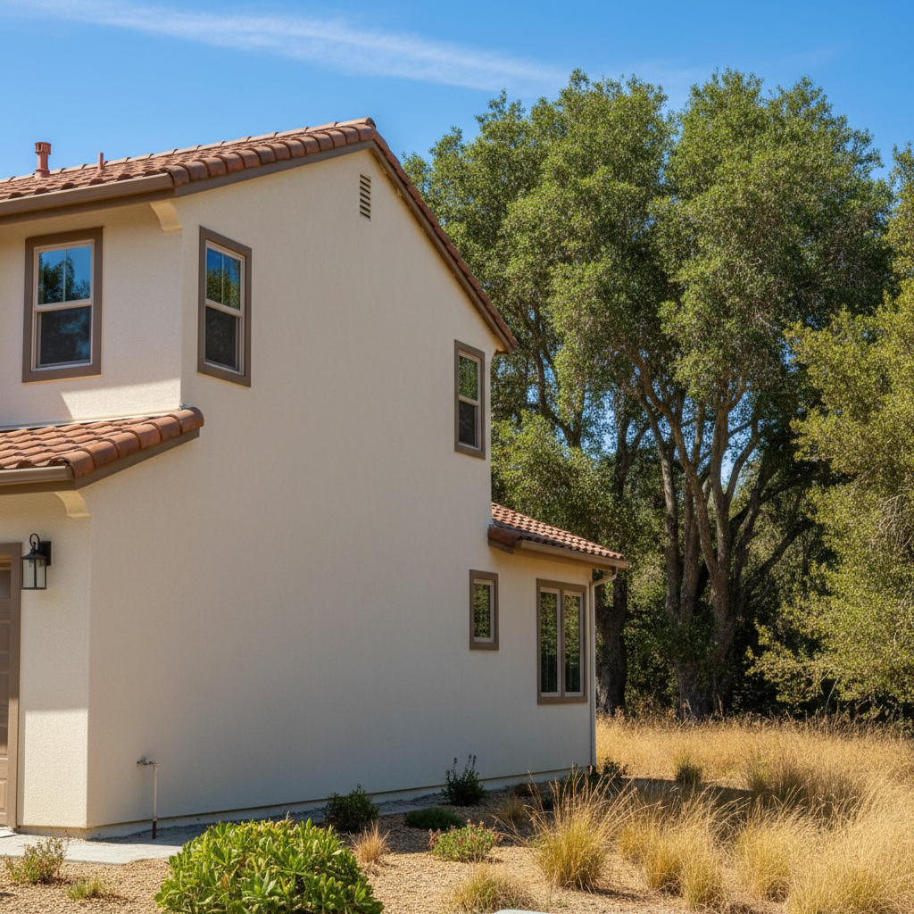 Completed stucco installation work at a residential property in San Bruno, CA