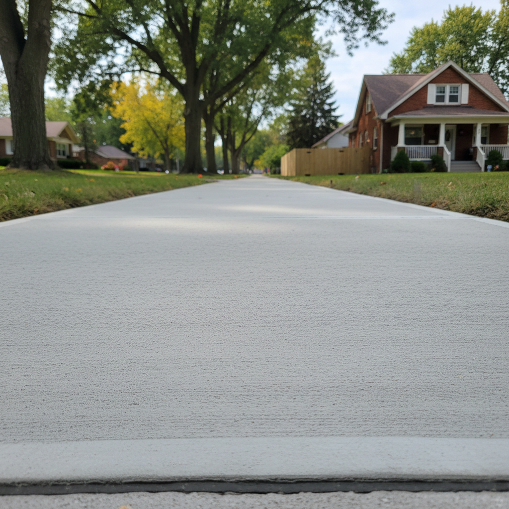 Completed concrete sidewalks work at a residential property in Waukegan, IL