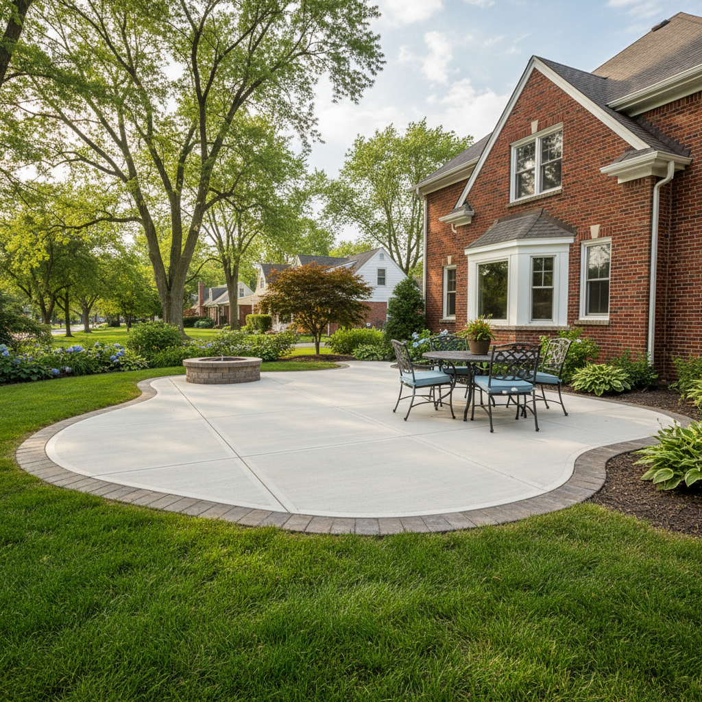Completed concrete patios work at a residential property in Cicero, IL