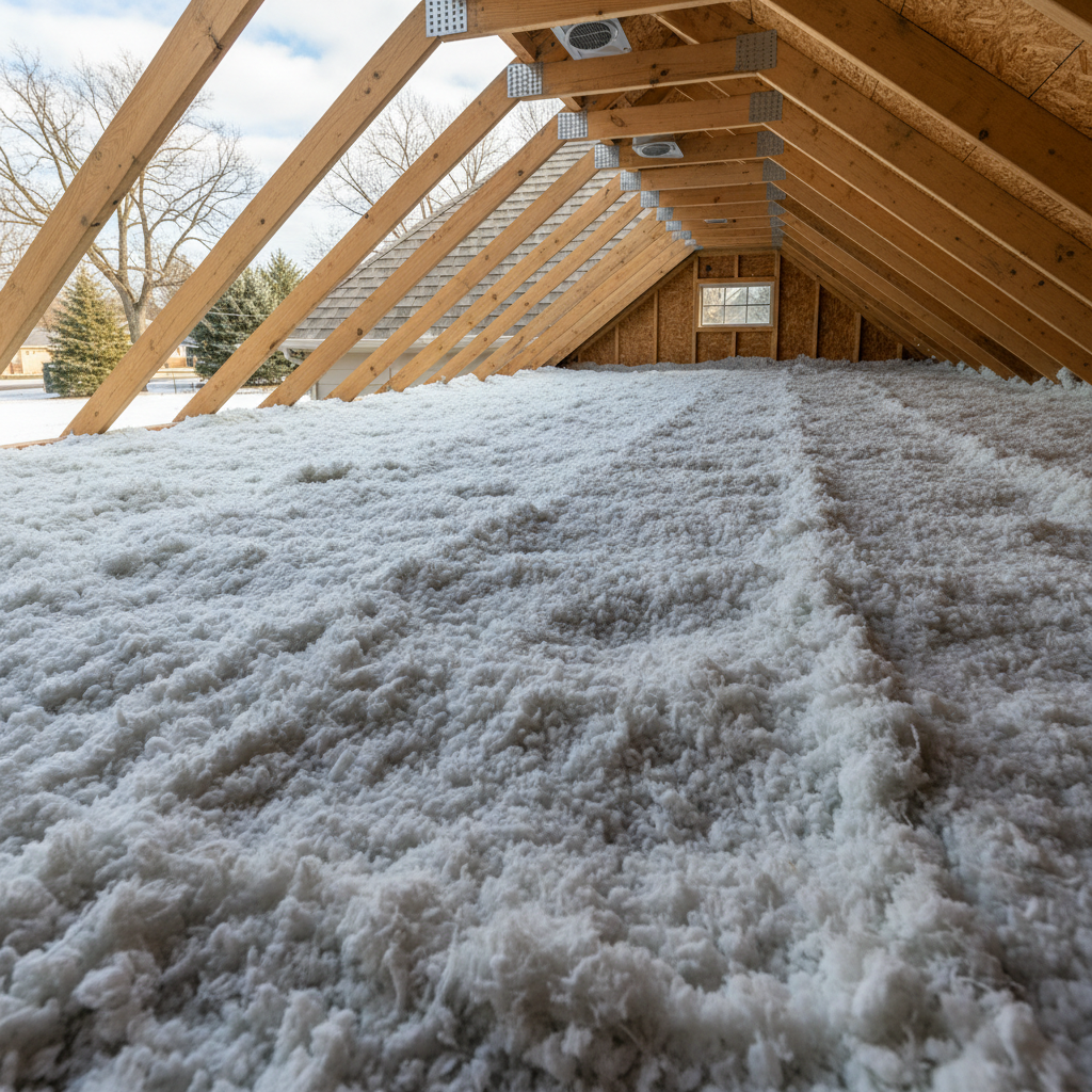 Completed blown-in insulation work at a residential property in Des Plaines, IL