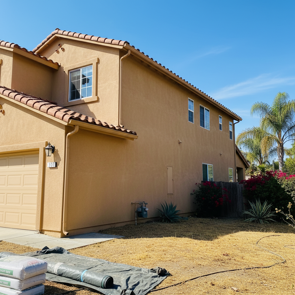 Completed stucco removal work at a residential property in Pasadena, CA
