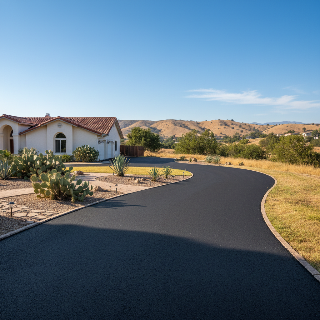 Completed residential asphalt work at a residential property in Banning, CA