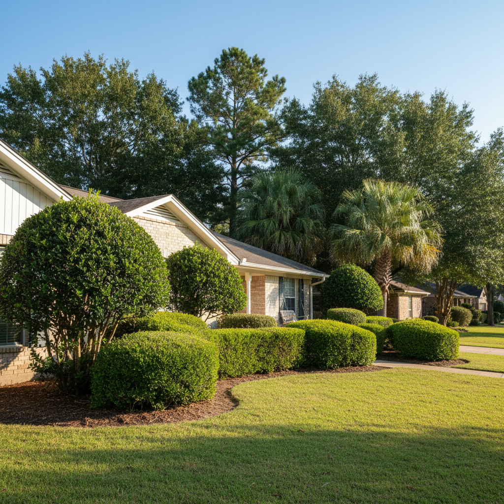 Completed shrub & bush trimming work at a residential property in Orange, TX