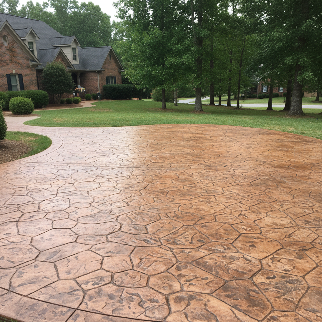 Completed stamped concrete work at a residential property in Oak Ridge, TN