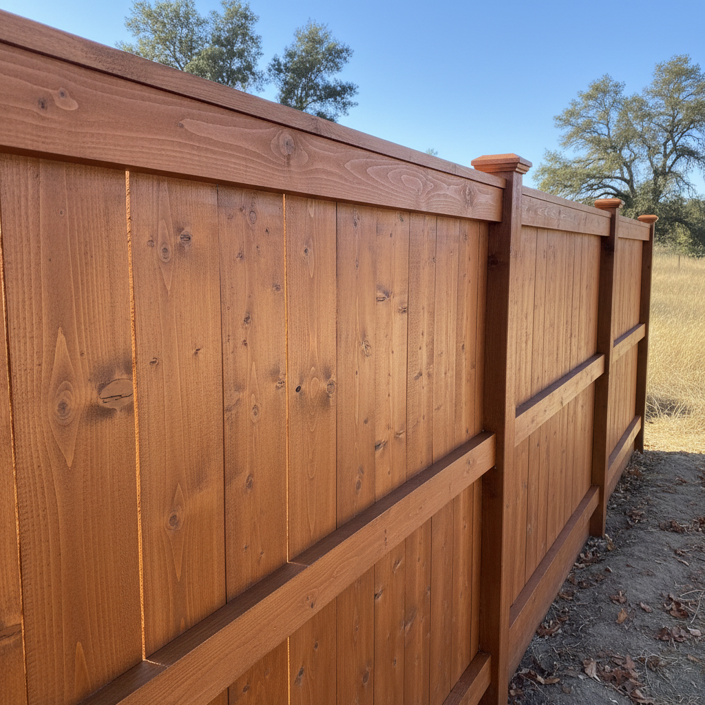 Completed fence staining and painting work at a residential property in American Canyon, CA