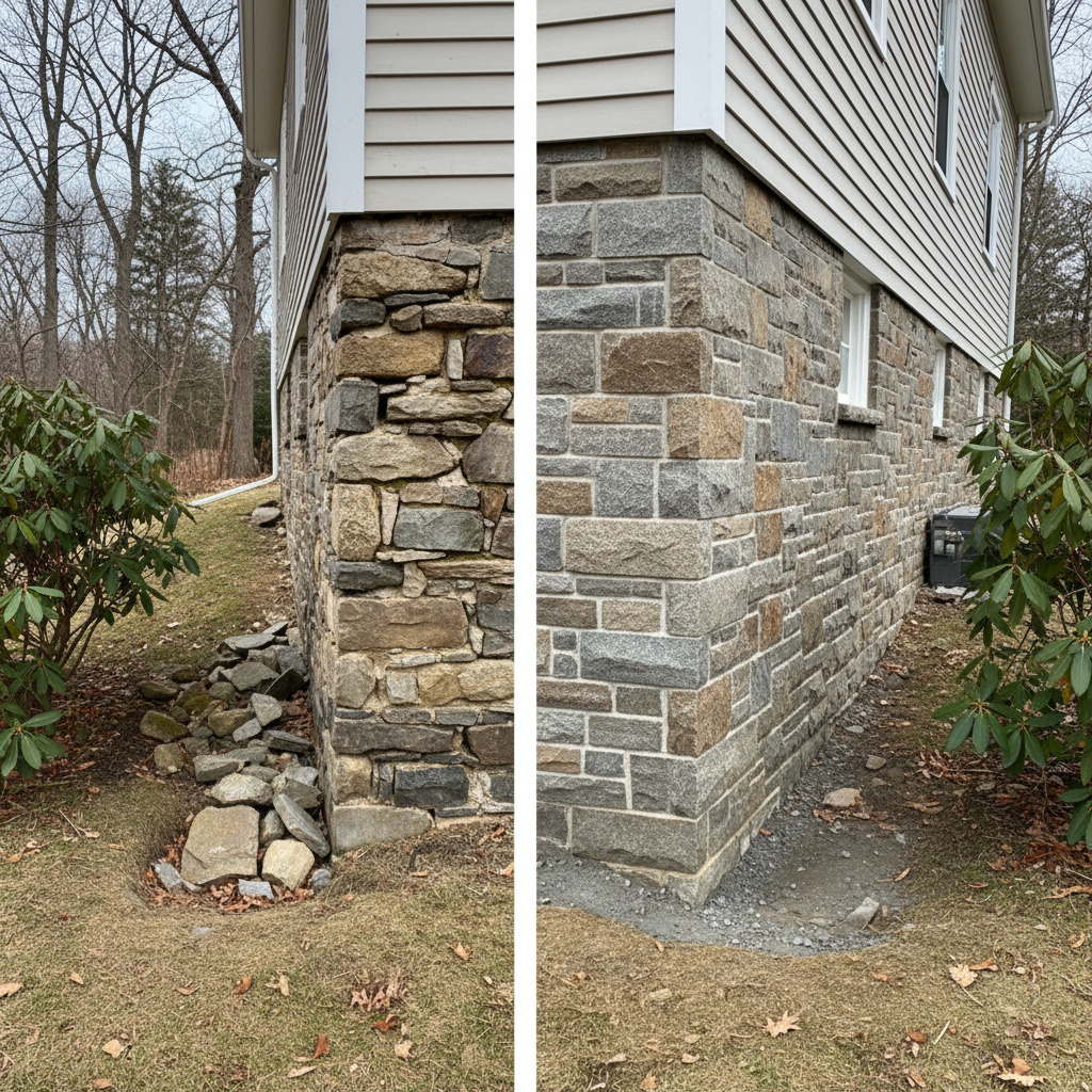 Completed stone masonry work at a residential property in Lexington, MA