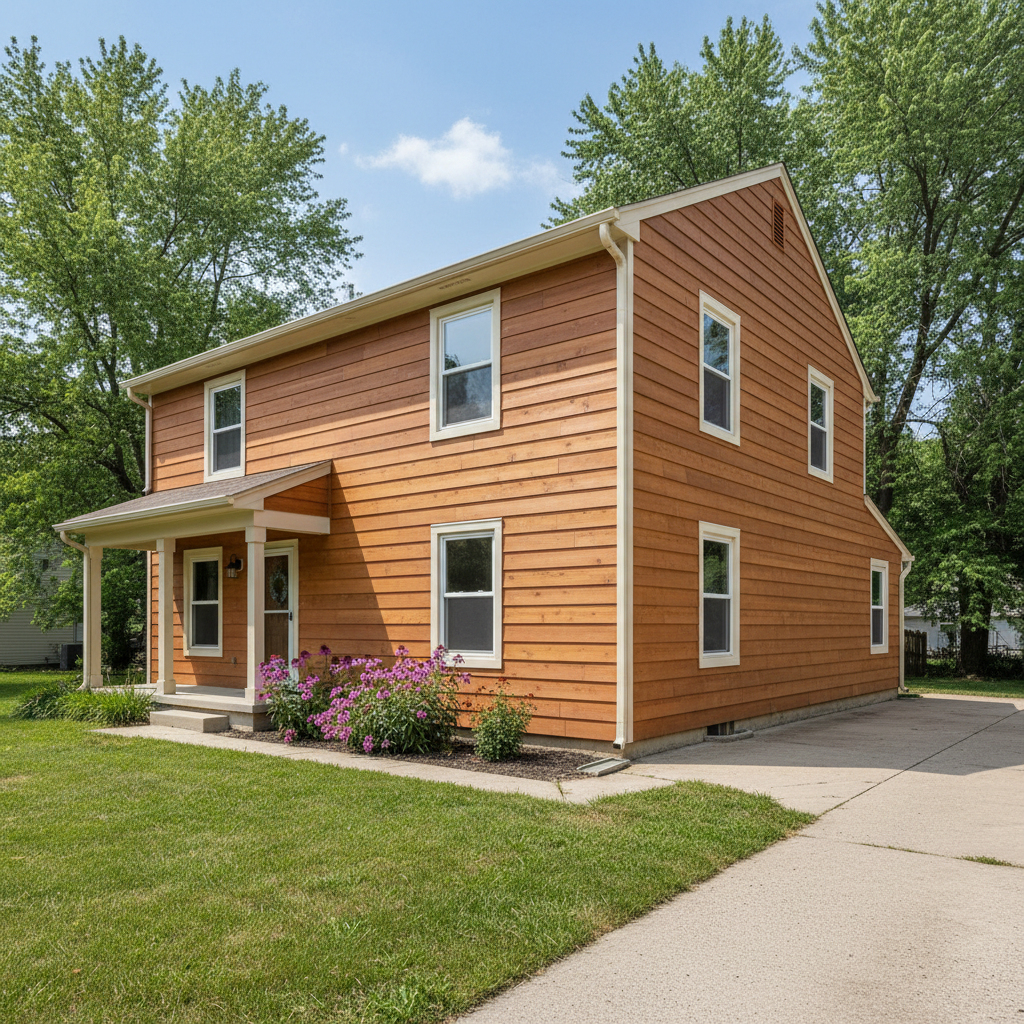 Completed wooden siding work at a residential property in Pittsburg, KS