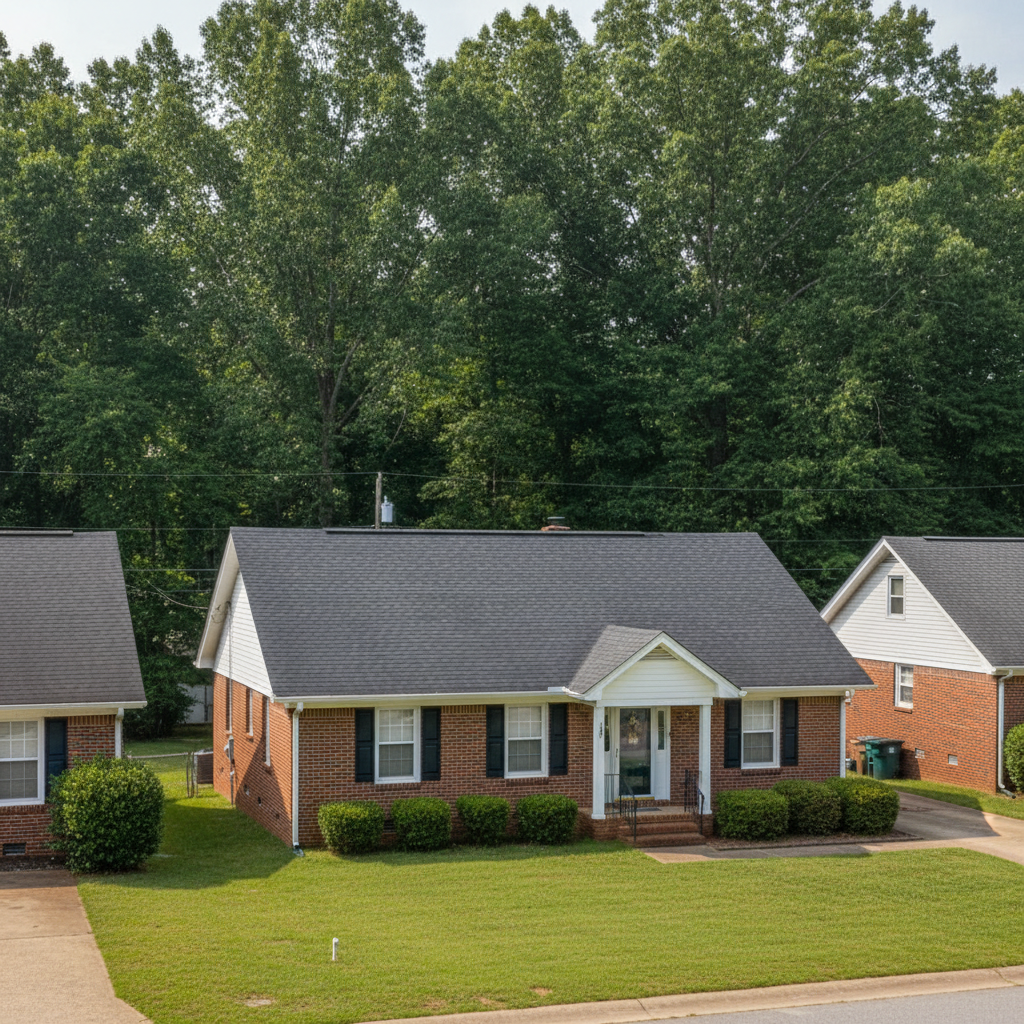 Completed roof repair work at a residential property in Louisburg, NC