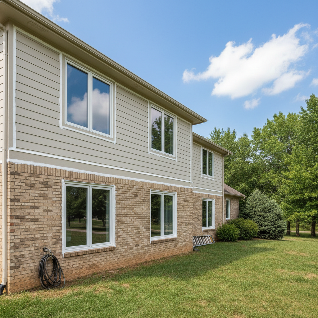 Completed window caulking and sealing work at a residential property in Pittsburg, KS