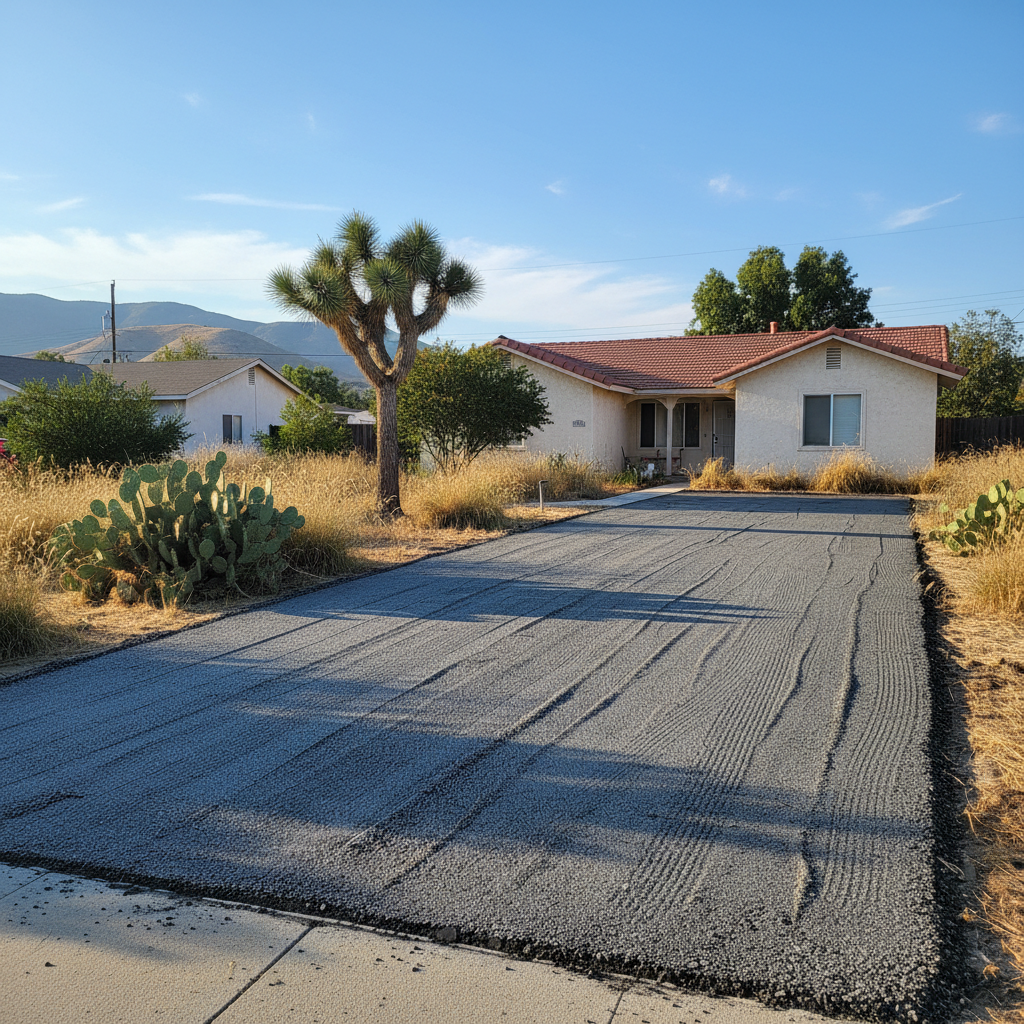 Completed asphalt milling work at a residential property in Banning, CA