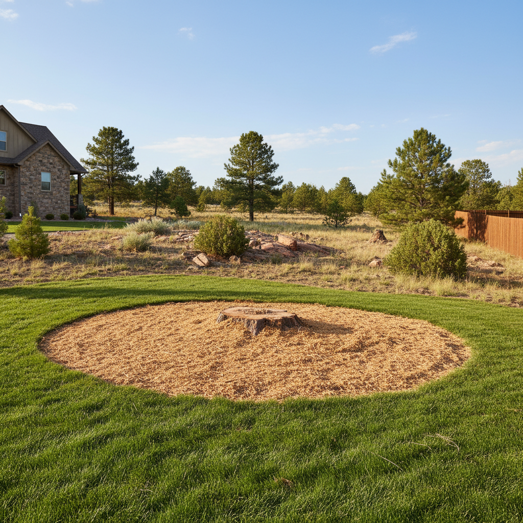Completed stump grinding & removal work at a residential property in Hot Springs, SD