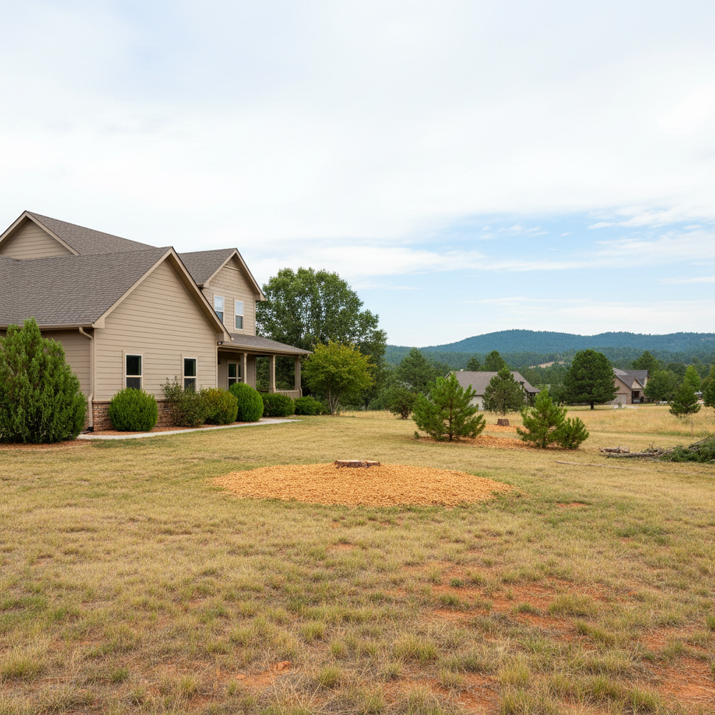 Completed tree removal work at a residential property in Hot Springs, SD