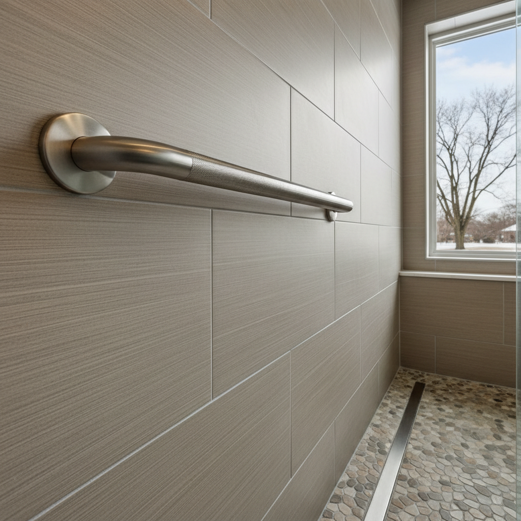 Completed handicap accessible bathrooms work at a residential property in Rockford, IL