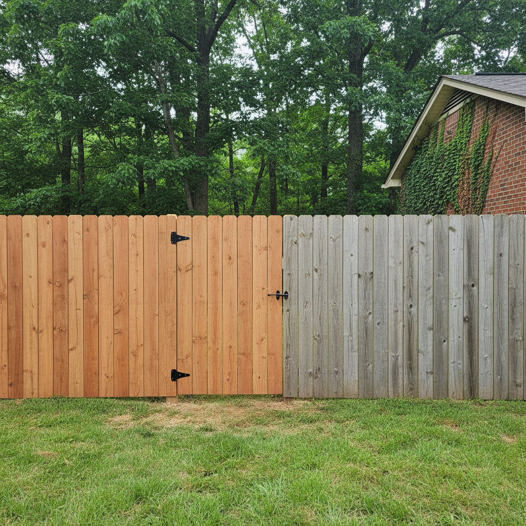 Completed fence repair work at a residential property in Knoxville, TN
