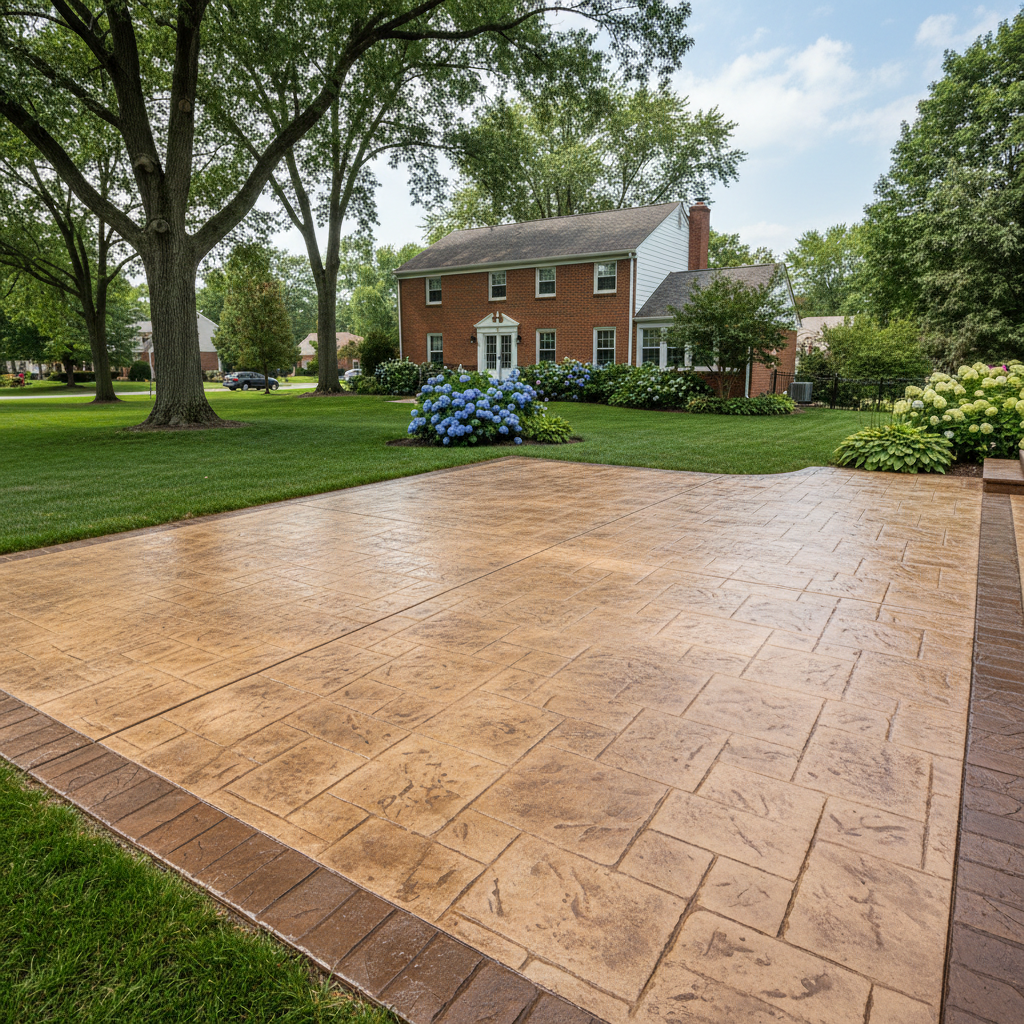 Completed stamped concrete work at a residential property in Cicero, IL