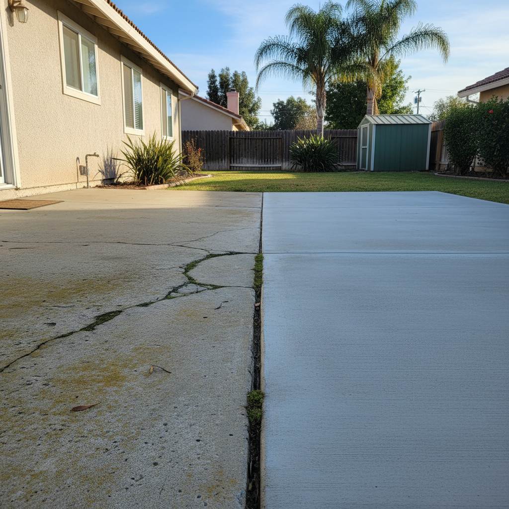 Completed concrete flatwork work at a residential property in Manteca, CA