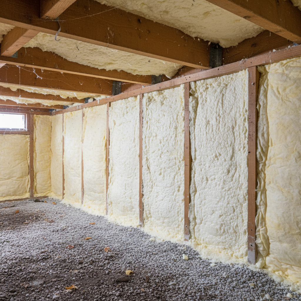 Completed crawl space insulation work at a residential property in Oak Park, IL