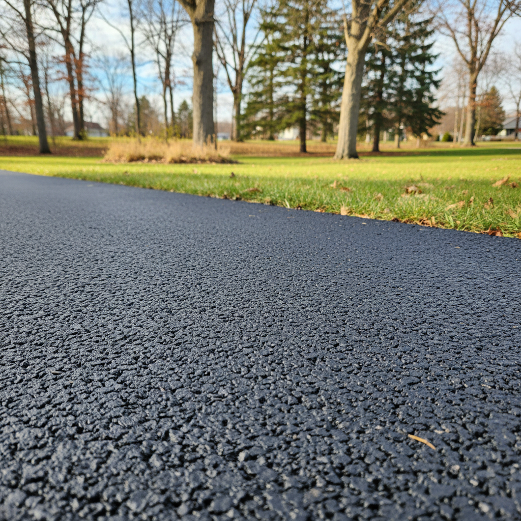 Completed driveway paving work at a residential property in Lansing, MI