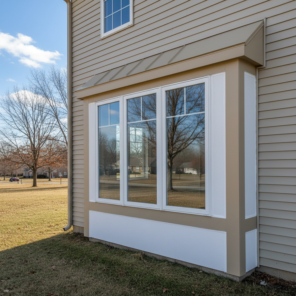 Completed bay window installation work at a residential property in Pittsburg, KS