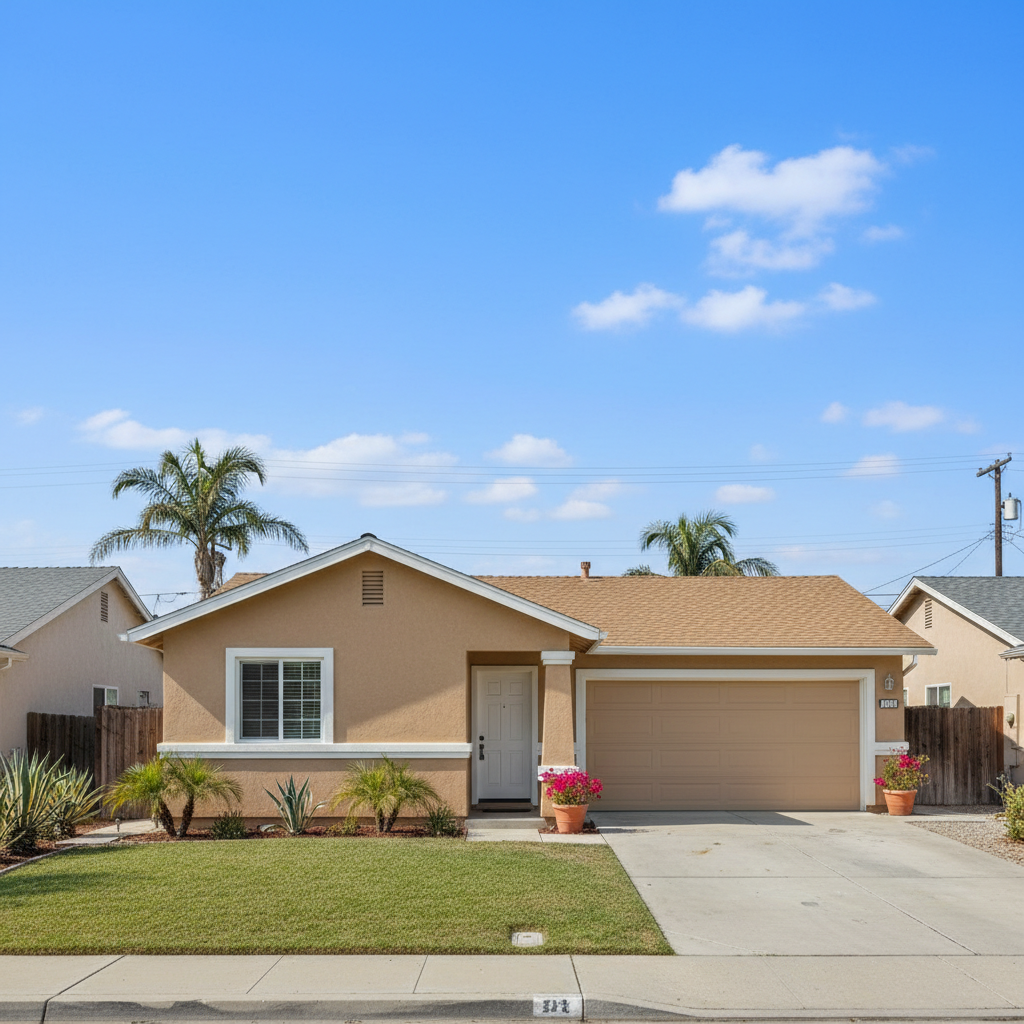 Completed stucco painting work at a residential property in Costa Mesa, CA