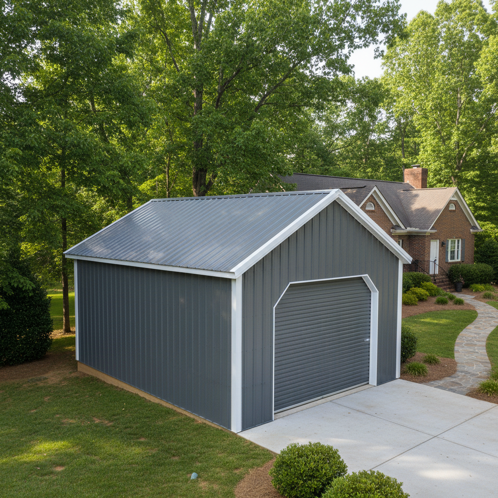 Completed metal building installation work at a residential property in Knoxville, TN