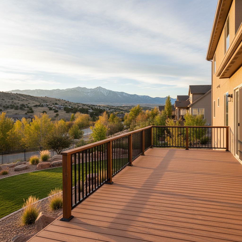 Completed deck railing installation work at a residential property in Kaysville, UT
