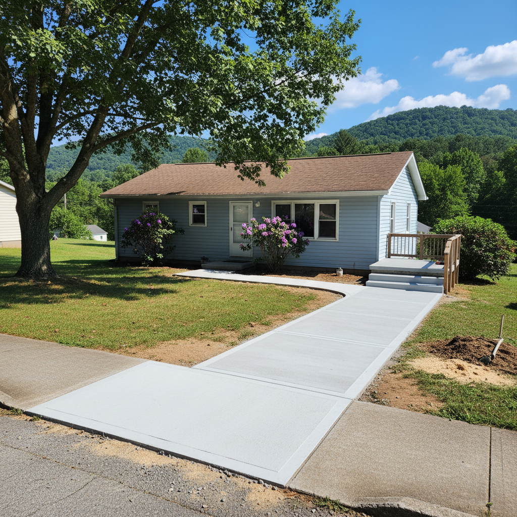 Completed concrete repair work at a residential property in Cedar Grove, WV