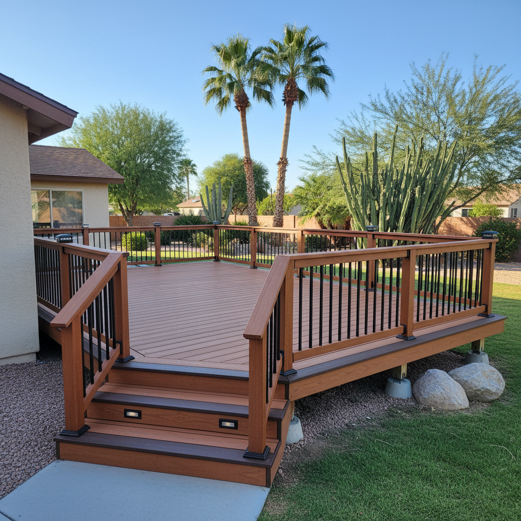 Completed trex decks work at a residential property in Las Vegas, NV