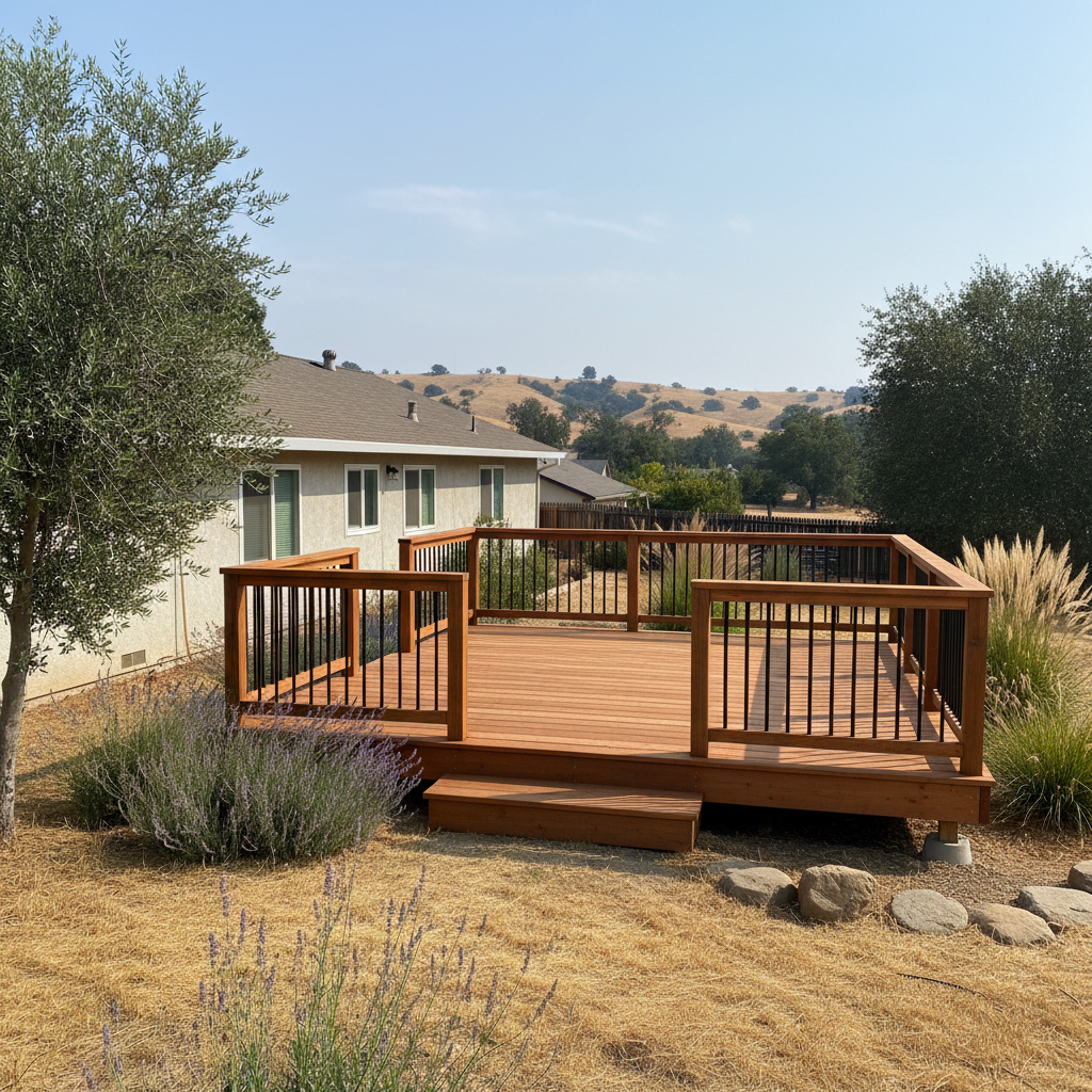 Completed deck repair work at a residential property in Fresno, CA
