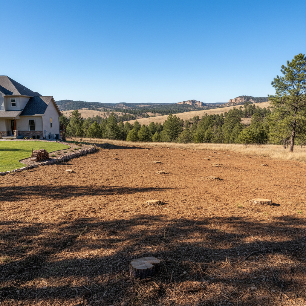 Completed land clearing work at a residential property in Hot Springs, SD