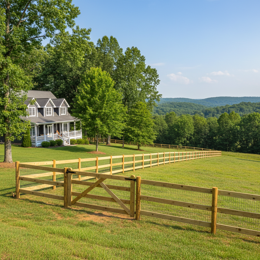 Completed farm fencing work at a residential property in Knoxville, TN