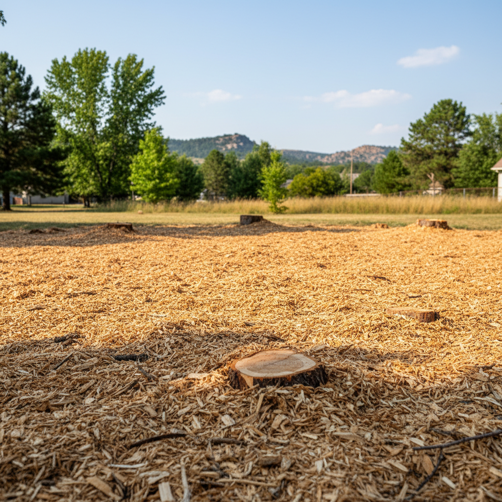 Completed tree removal work at a residential property in Sturgis, SD