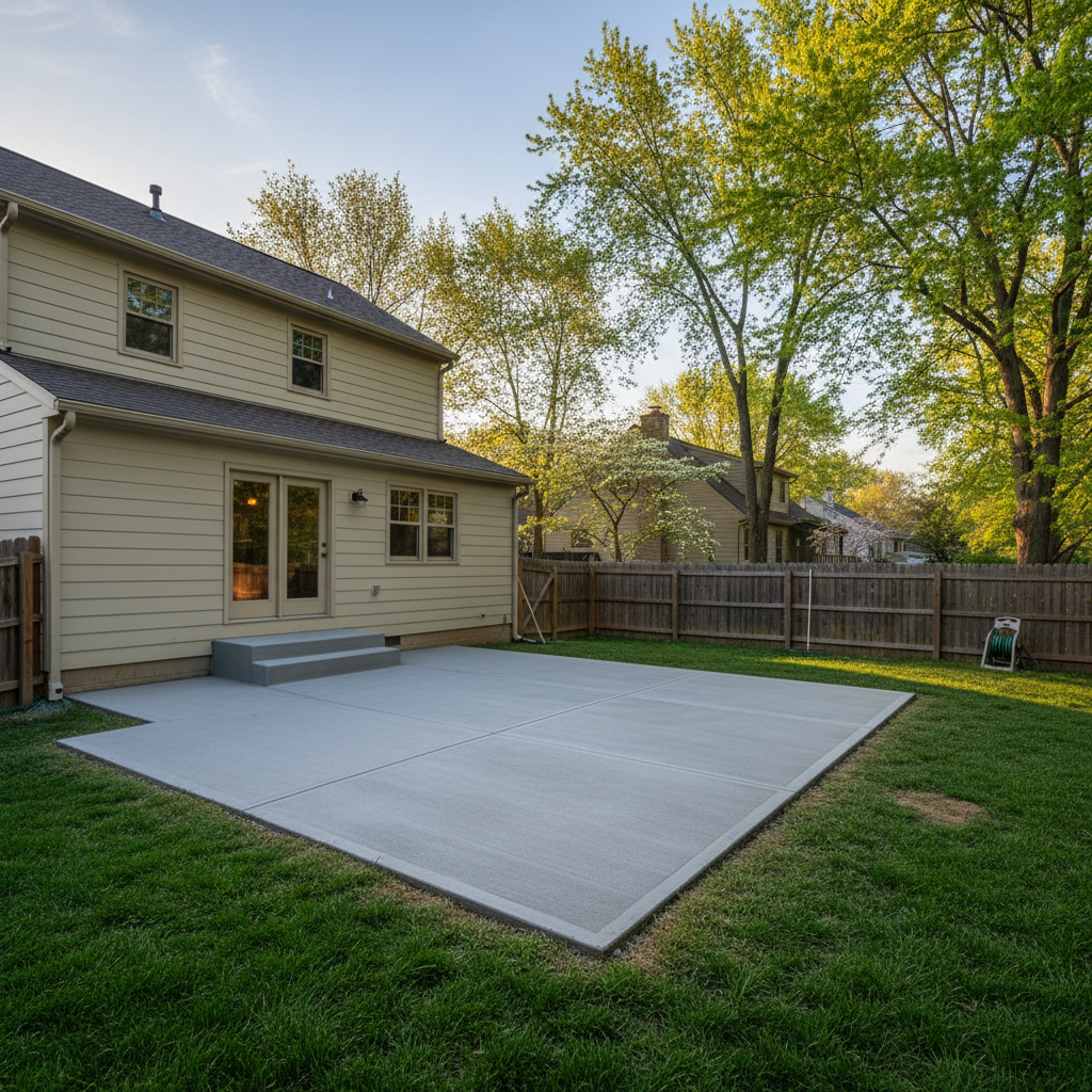 Completed concrete installation work at a residential property in Kansas City, MO