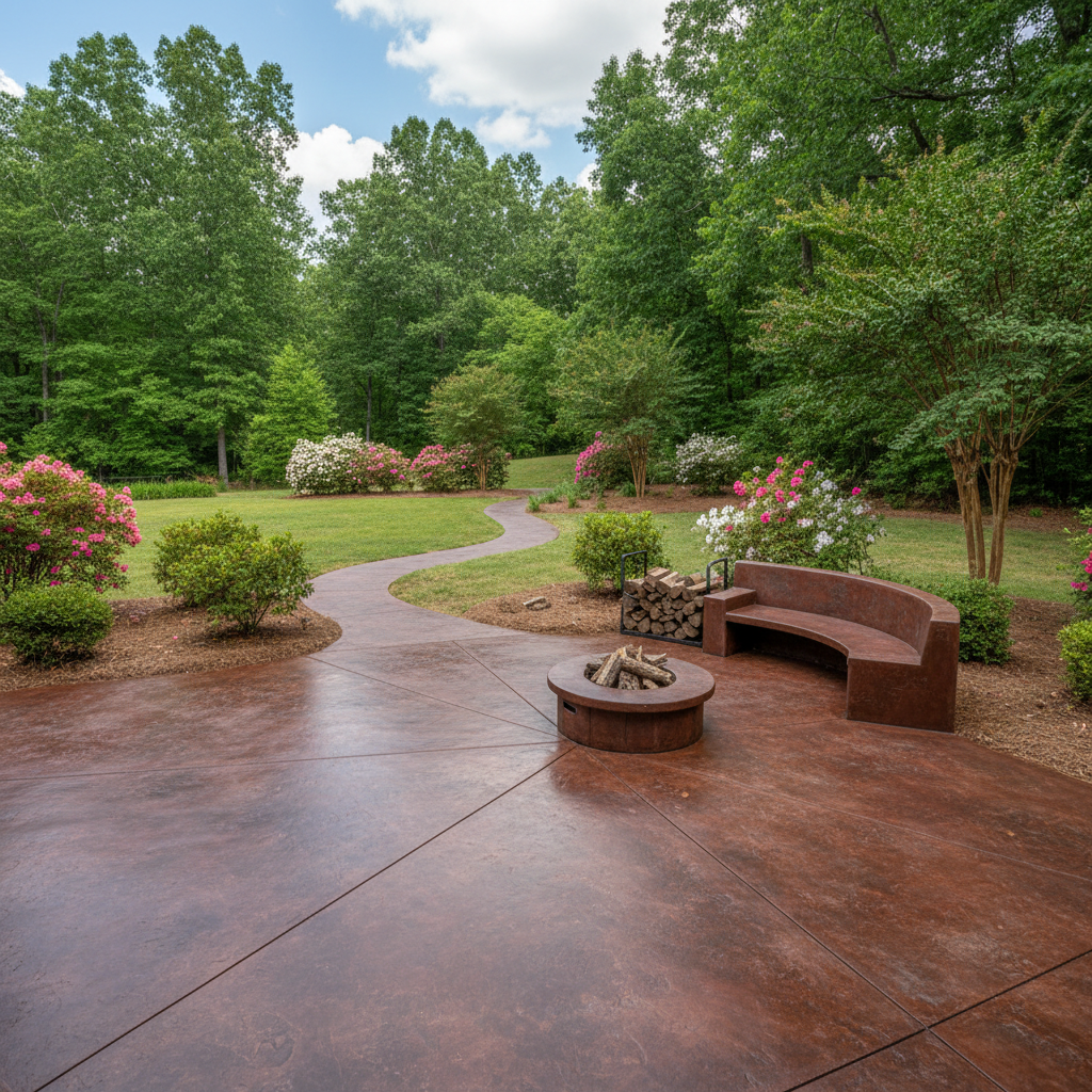 Completed concrete staining work at a residential property in Albertville, AL