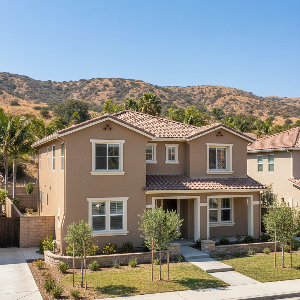 Completed stucco painting work at a residential property in Simi Valley, CA
