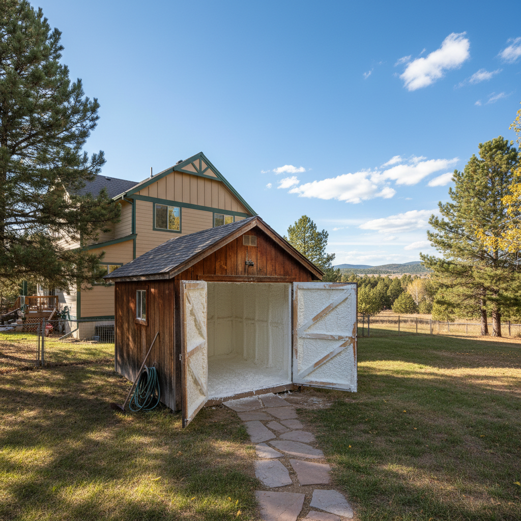 Completed shed insulation work at a residential property in Spearfish, SD