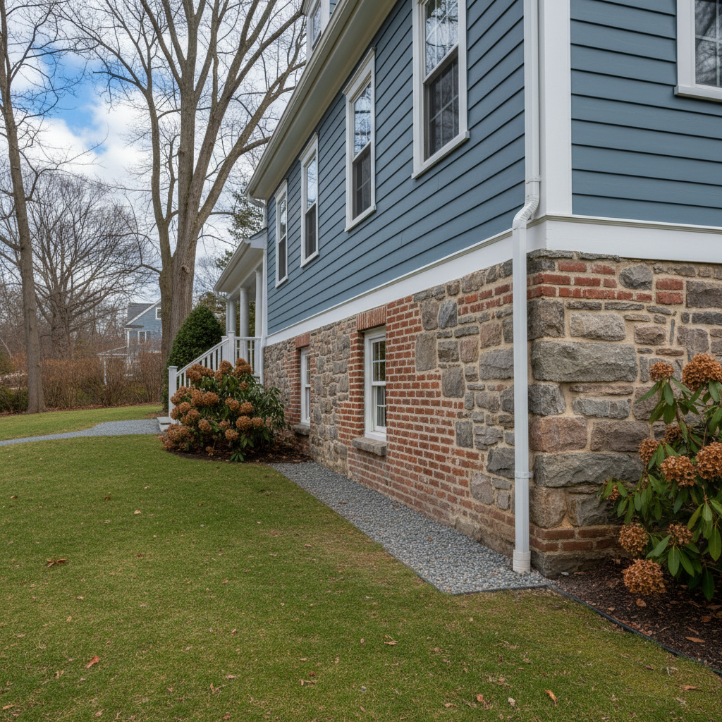 Completed masonry restoration work at a residential property in Brookline, MA