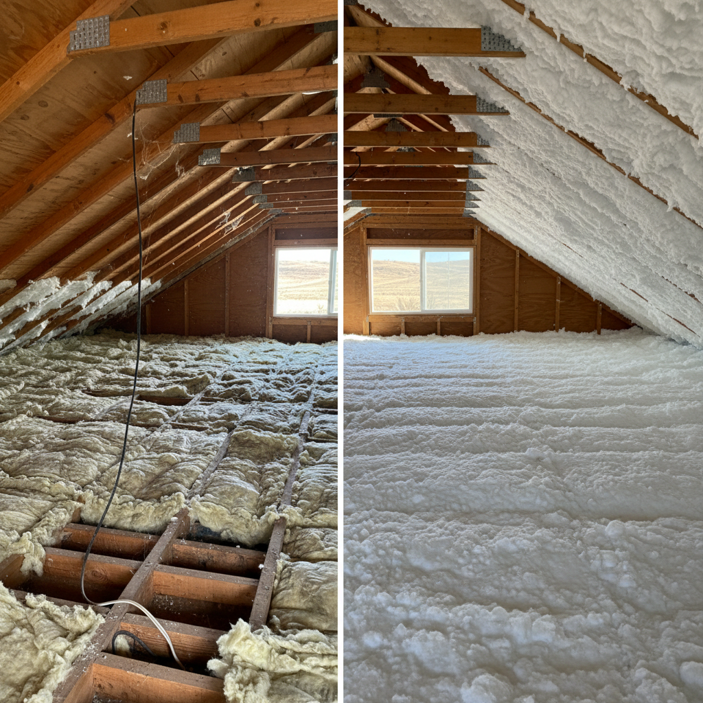 Completed attic insulation work at a residential property in Box Elder, SD