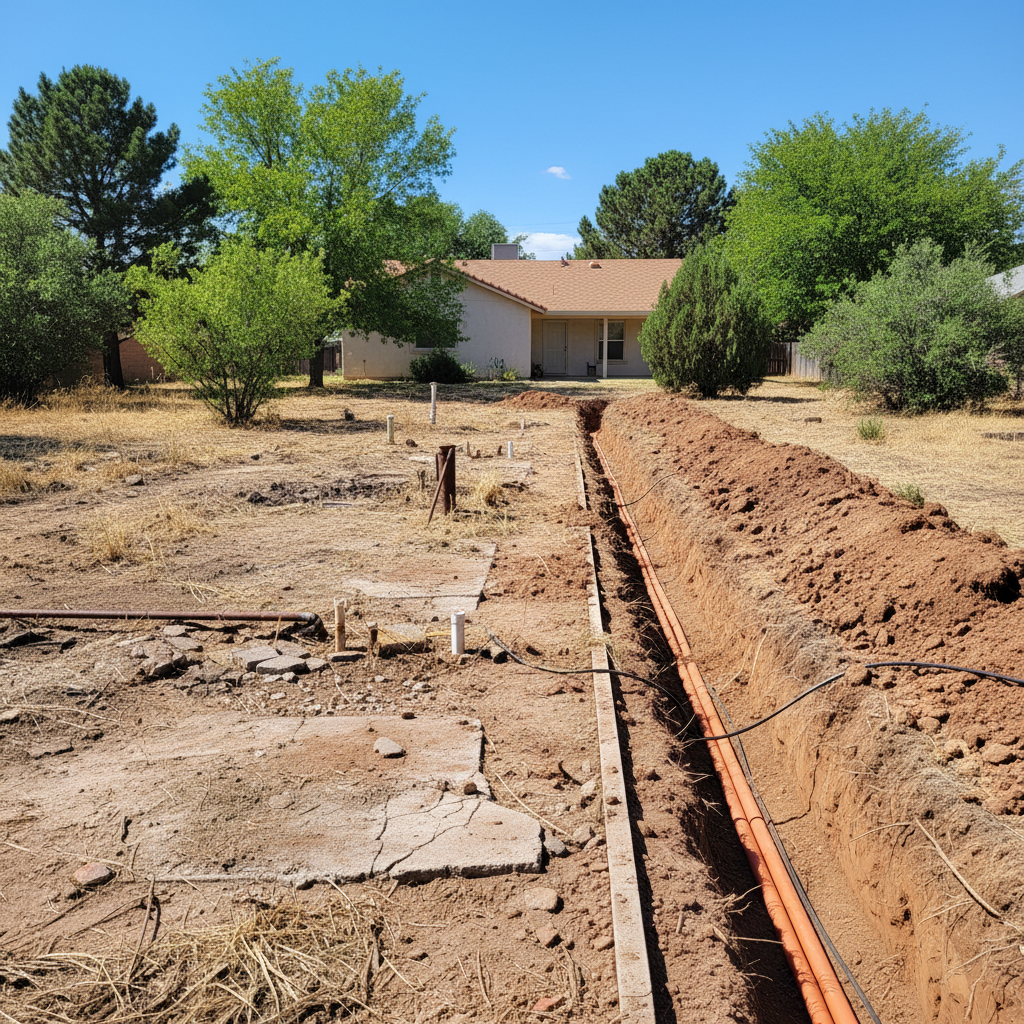 Completed trenching work at a residential property in Payson, AZ