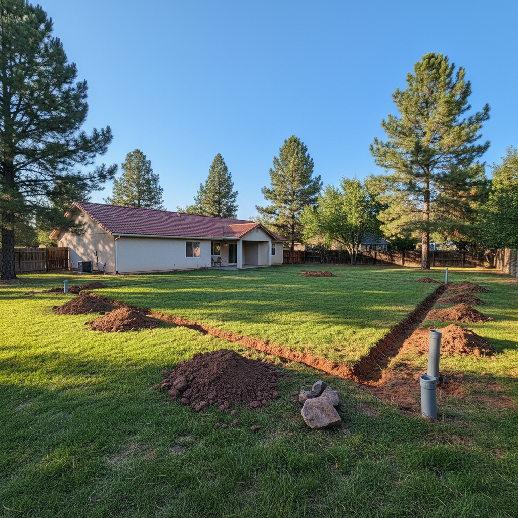 Completed utility trenching work at a residential property in Payson, AZ