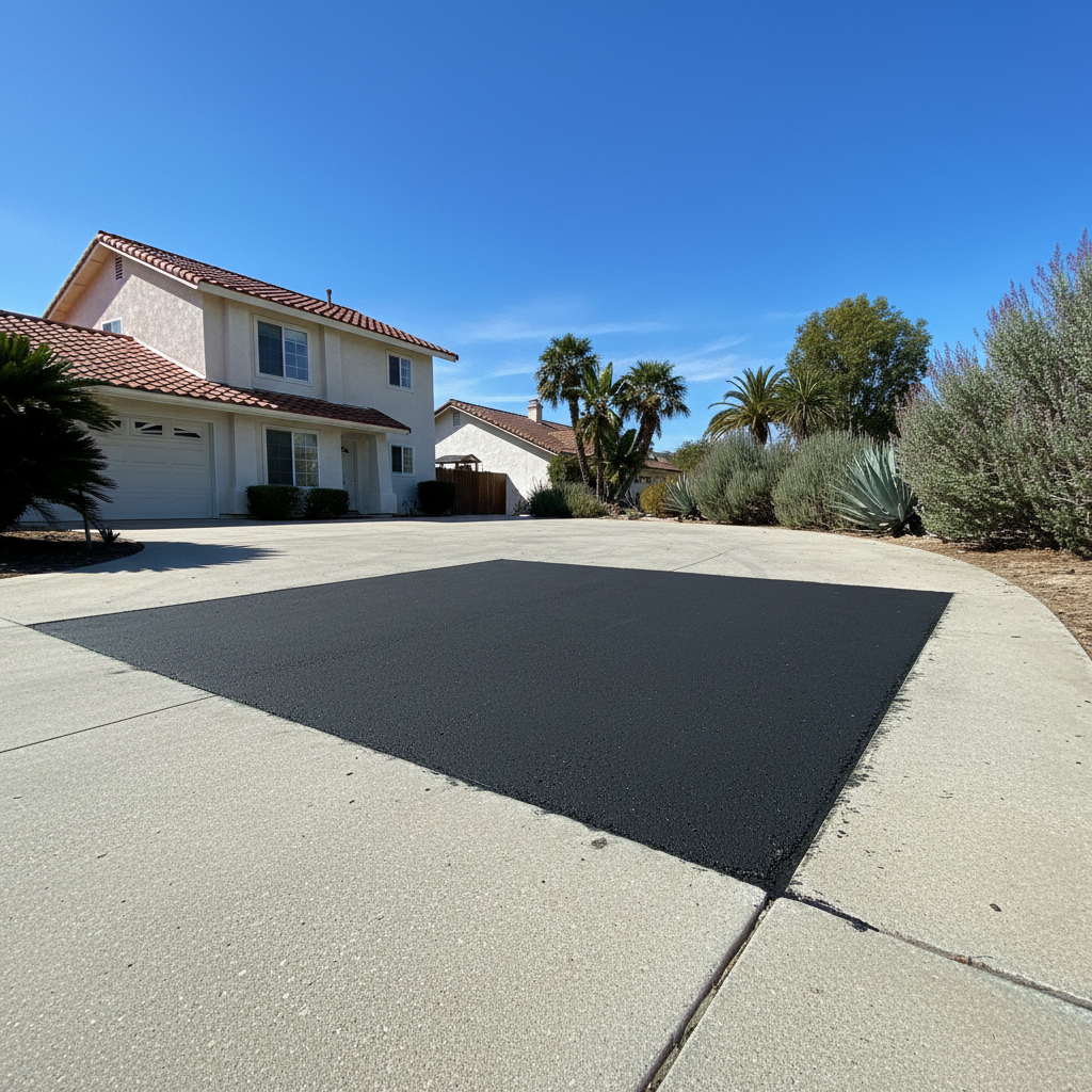 Completed asphalt patching work at a residential property in Van Nuys, CA