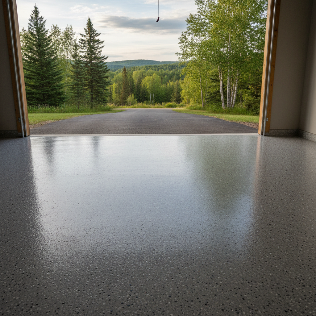 Completed garage floor coatings work at a residential property in Duluth, MN