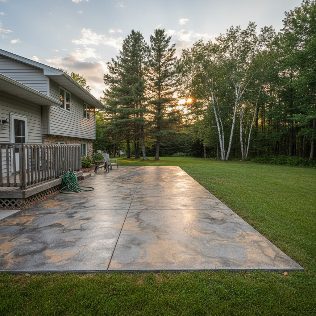 Completed decorative concrete coatings work at a residential property in Hermantown, MN