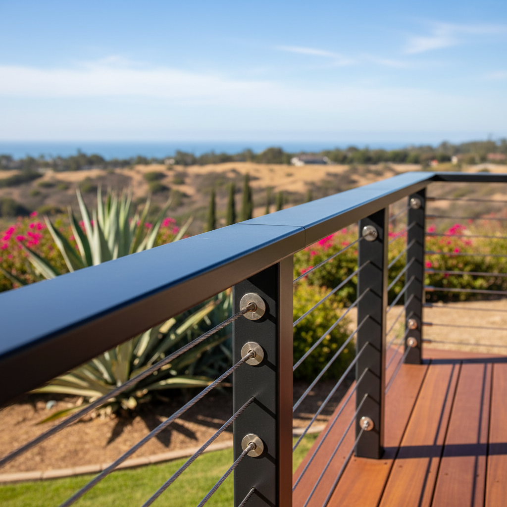 Completed deck railing installation work at a residential property in Oceanside, CA