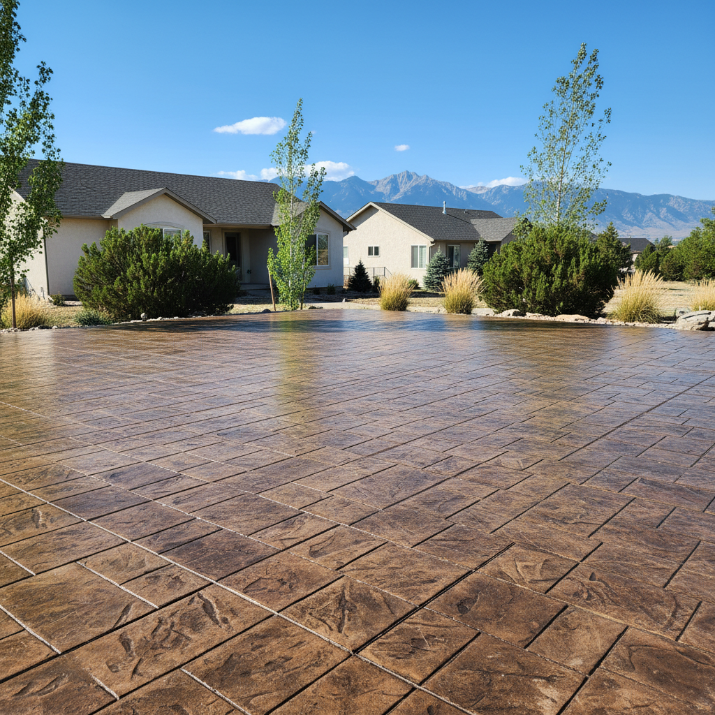 Completed stamped concrete work at a residential property in Draper, UT