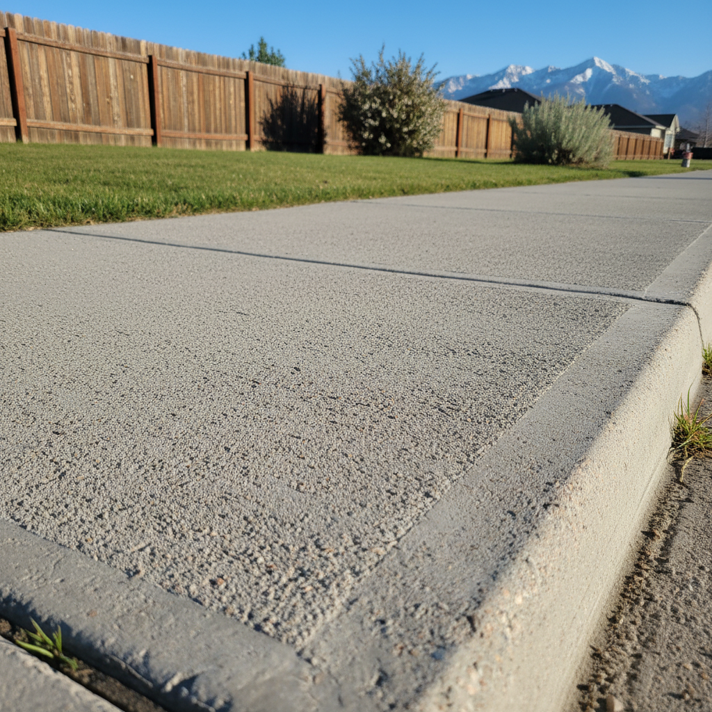 Completed concrete sidewalks work at a residential property in Draper, UT